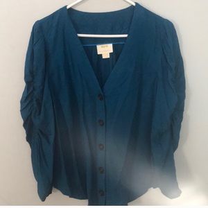 Anthropologie 3/4 sleeve, teal blouse